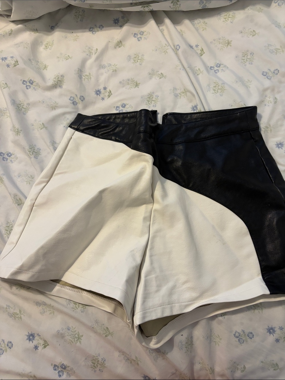 Le Lis Black and White High-Waist Colorblock Shorts